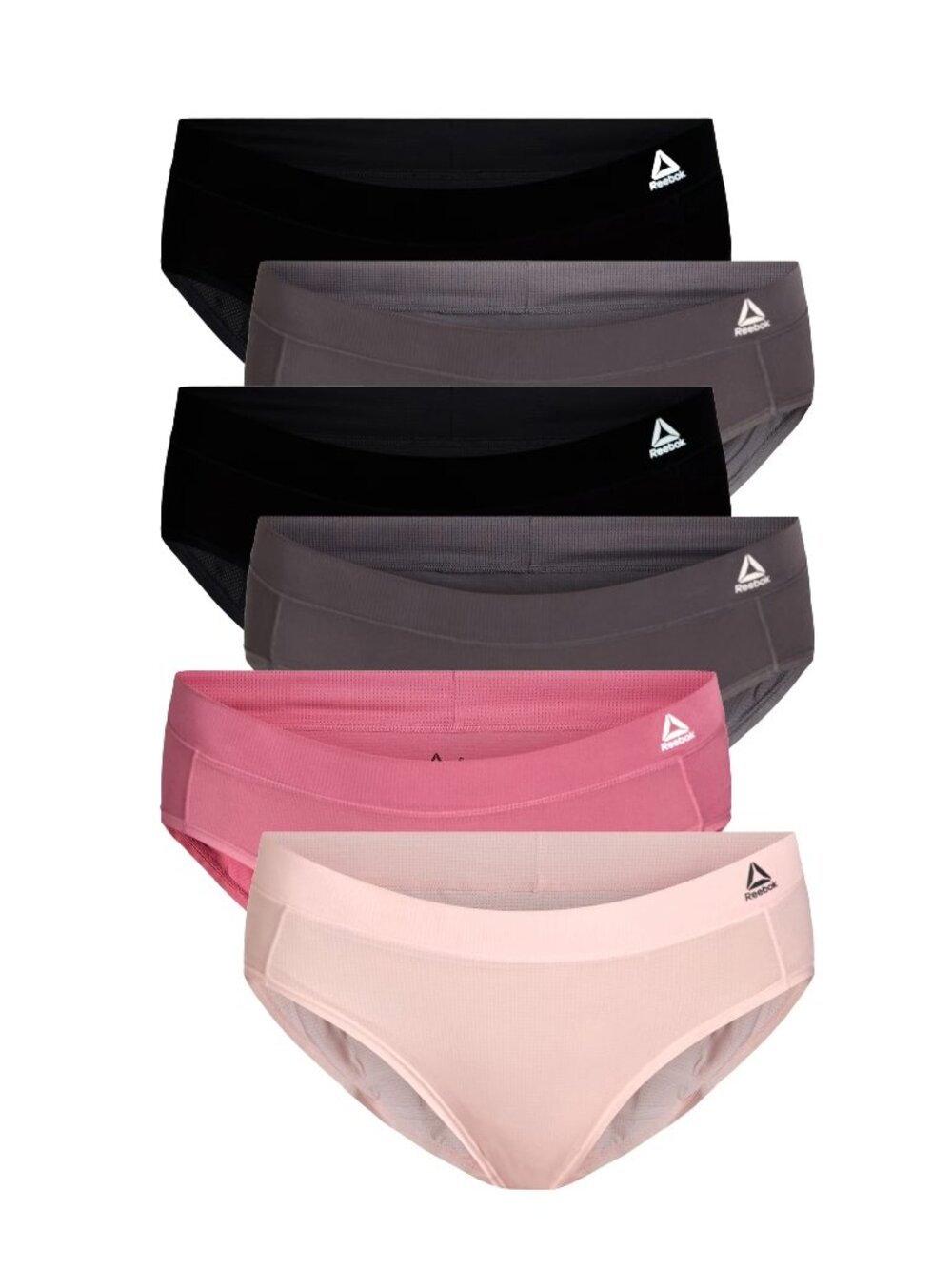 Reebok Women's Hipster Panties - Black, Gray, Teal, Yellow Accents